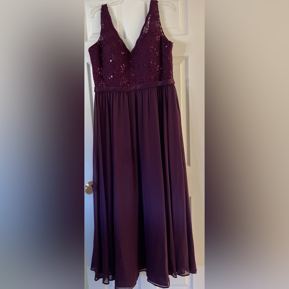 Mori Lee Eggplant A-line Maxi Dress